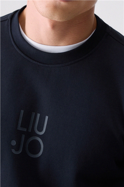 Liu Jo Felpa Chiusa M/L Erkek Bisiklet Yaka Sweatshirt Mavi