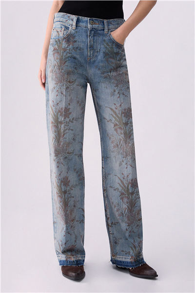 Liu Jo Pant.Straight Prints Kadın Jean Pantolon