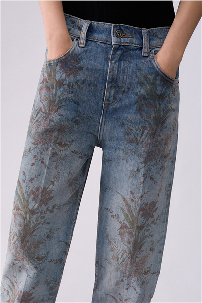 Liu Jo Pant.Straight Prints Kadın Jean Pantolon