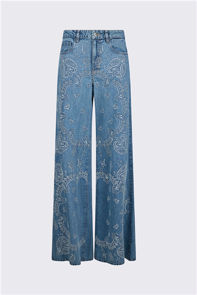Liu Jo Pant.Flare Ricamo H.W. Kadın Jean Pantolon Mavi