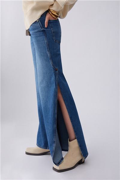 Liu Jo Pant.Midi Flare Split Reg.W. Kadın Jean Pantolon Mavi
