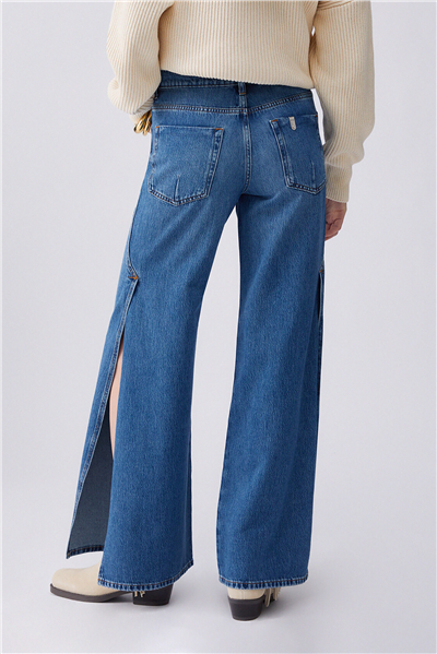 Liu Jo Pant.Midi Flare Split Reg.W. Kadın Jean Pantolon Mavi