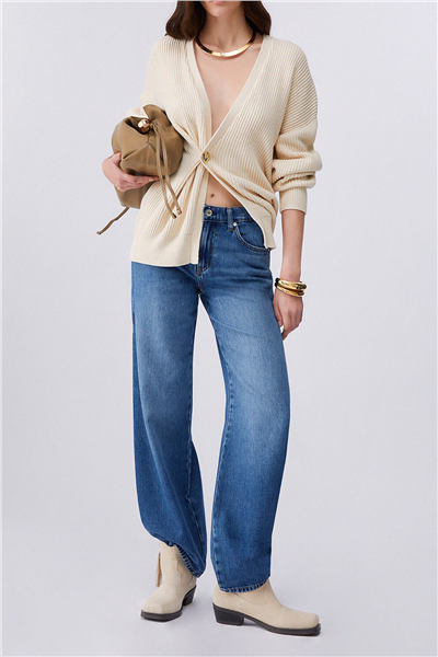 Liu Jo Pant.Midi Flare Split Reg.W. Kadın Jean Pantolon Mavi