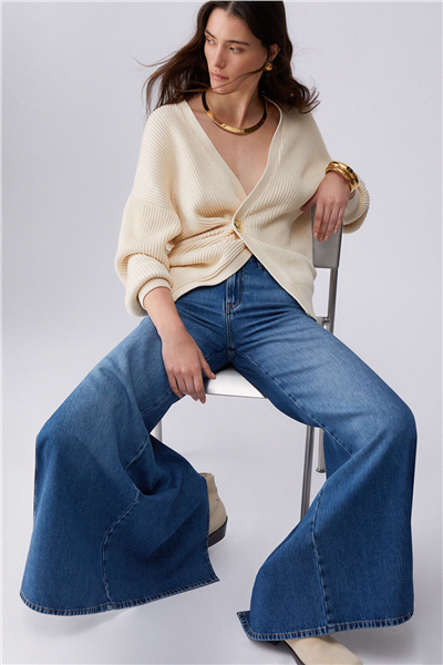 Liu Jo Pant.Midi Flare Split Reg.W. Kadın Jean Pantolon Mavi