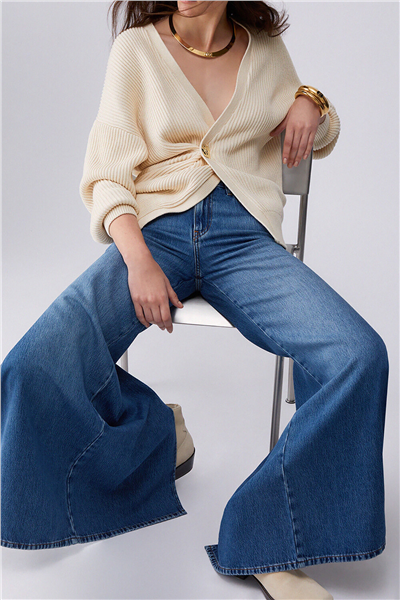 Liu Jo Pant.Midi Flare Split Reg.W. Kadın Jean Pantolon Mavi