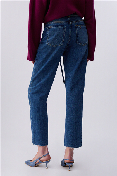 Liu Jo Pant.Straight Stripes H.W. Kadın Jean Pantolon Mavi
