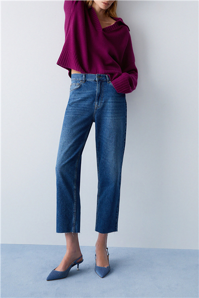 Liu Jo Pant.Straight Stripes H.W. Kadın Jean Pantolon Mavi