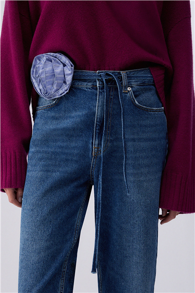 Liu Jo Pant.Straight Stripes H.W. Kadın Jean Pantolon Mavi