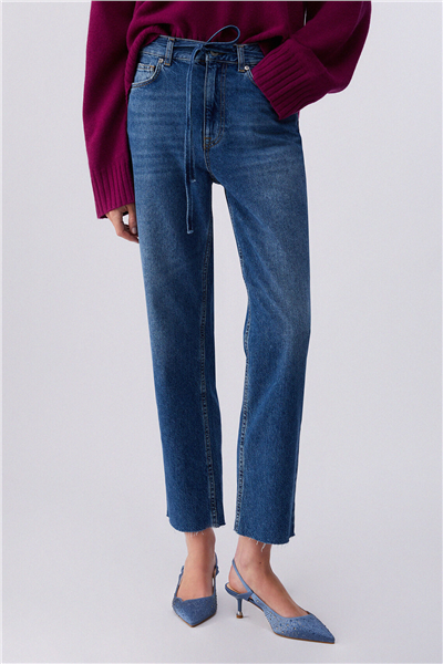 Liu Jo Pant.Straight Stripes H.W. Kadın Jean Pantolon Mavi