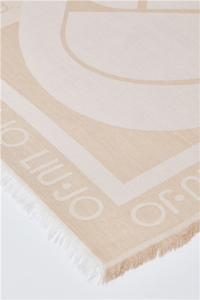 Liu Jo Square Jacquard Logo Kadın Fular Kum beji