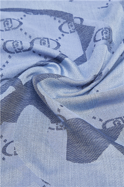 Liu Jo Square Jacquard Logo Kadın Fular Mavi