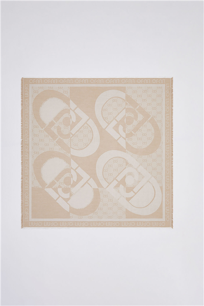 Liu Jo Square Jacquard Logo Kadın Fular Kum beji