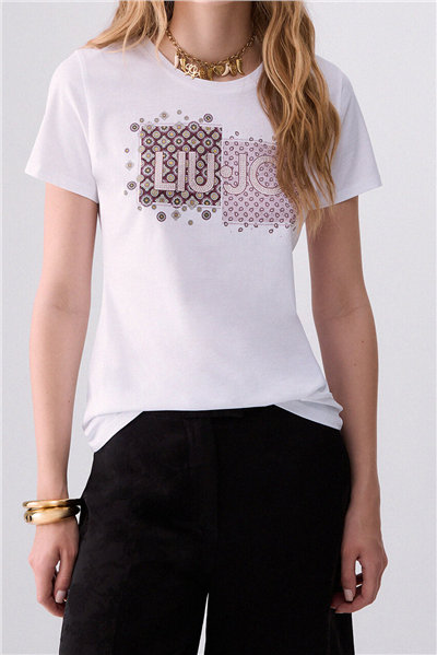 Liu Jo T-Shirt Moda M/C Kadın Bisiklet Yaka T-Shirt