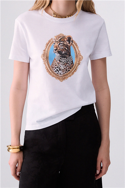 Liu Jo T-Shirt Moda M/C Kadın Bisiklet Yaka T-Shirt