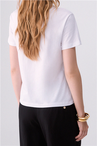 Liu Jo T-Shirt Moda M/C Kadın Bisiklet Yaka T-Shirt