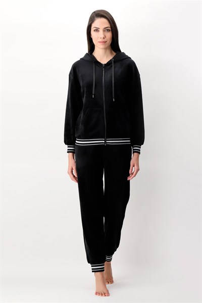 Lunadiseta Comfy Loungewear Jumpsuit Kadın Gecelik Siyah
