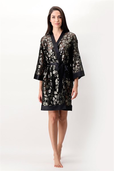 Lunadiseta Night Seduction Kimono Kadın Sabahlik Altın