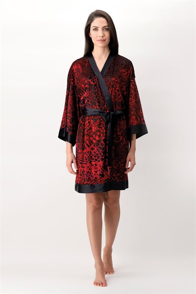 Lunadiseta Night Seduction Kimono Kadın Sabahlik Kırmızı