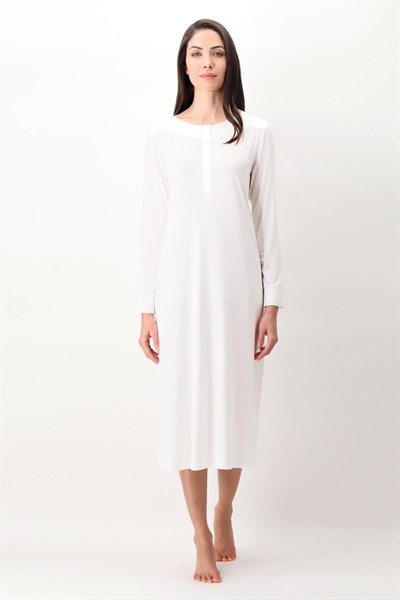 Lunadiseta Shiny Modal Long Nightdress Kadın Gecelik Gri