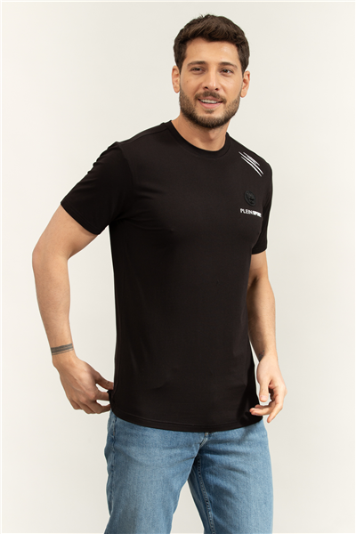 Plein Sport Cotton Breathable Round Neck T-Shirt Scratch Erkek Bisiklet Yaka T-Shirt