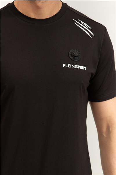 Plein Sport Cotton Breathable Round Neck T-Shirt Scratch Erkek Bisiklet Yaka T-Shirt