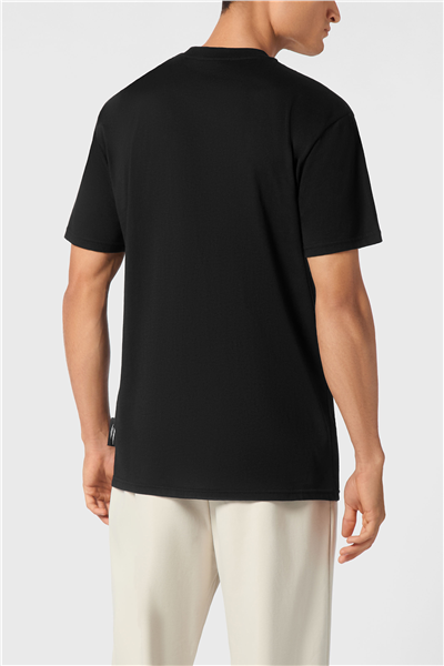 Plein Sport Cotton T-Shirt Round Neck SS Lamina Tiger Erkek Bisiklet Yaka T-Shirt