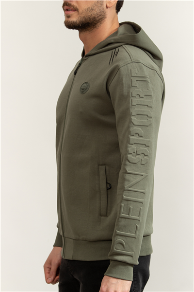 Plein Sport Embossed Hoodie Sweatjacket Erkek Kapüşonlu Sweatshirt