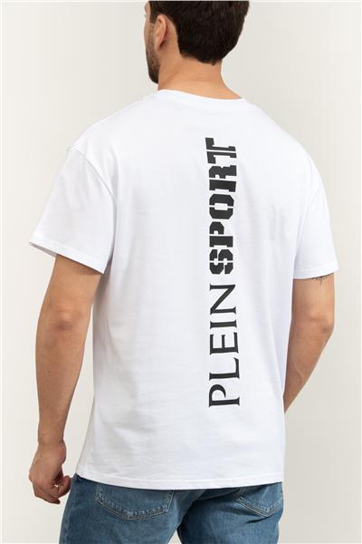 Plein Sport Round Neck T-Shirt Back Logo Erkek Bisiklet Yaka T-Shirt