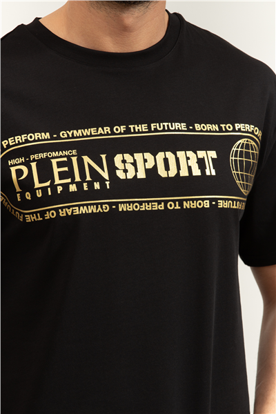 Plein Sport Round Neck T-Shirt Logo Lettering Erkek Bisiklet Yaka T-Shirt