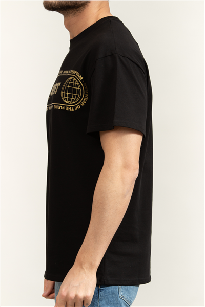 Plein Sport Round Neck T-Shirt Logo Lettering Erkek Bisiklet Yaka T-Shirt