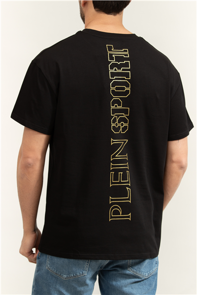 Plein Sport Round Neck T-Shirt Outline Scratch Logo Erkek Bisiklet Yaka T-Shirt
