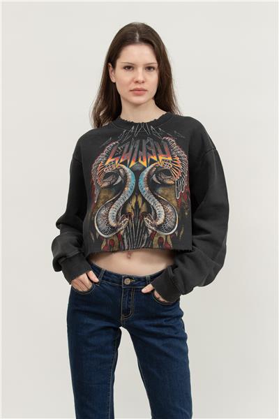 Replay Cropped Kadın Bisiklet Yaka Sweatshirt