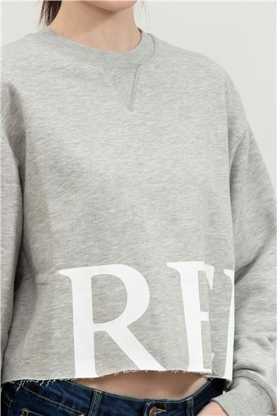 Replay Cropped Kadın Bisiklet Yaka Sweatshirt