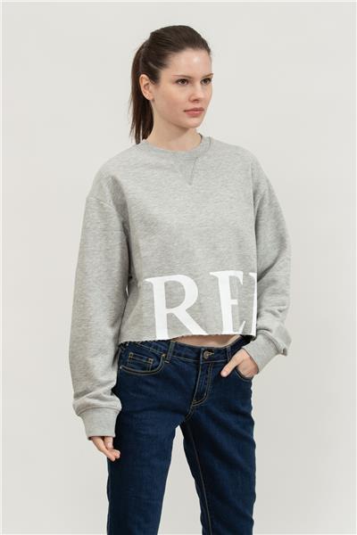Replay Cropped Kadın Bisiklet Yaka Sweatshirt