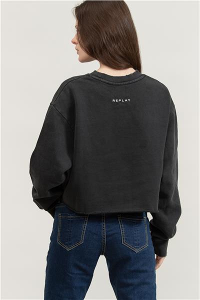 Replay Cropped Kadın Bisiklet Yaka Sweatshirt