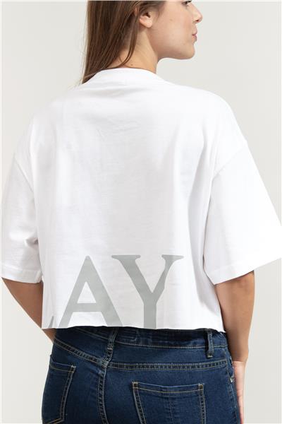 Replay Cropped Kadın Bisiklet Yaka T-Shirt
