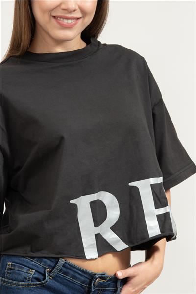Replay Cropped Kadın Bisiklet Yaka T-Shirt
