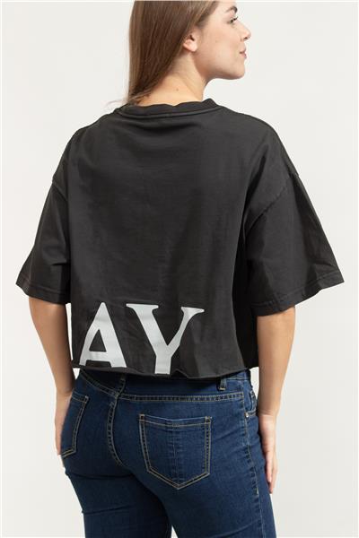 Replay Cropped Kadın Bisiklet Yaka T-Shirt