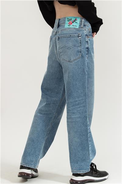 Replay Heveleen Mid Waist Relaxed Kadın Jean Pantolon