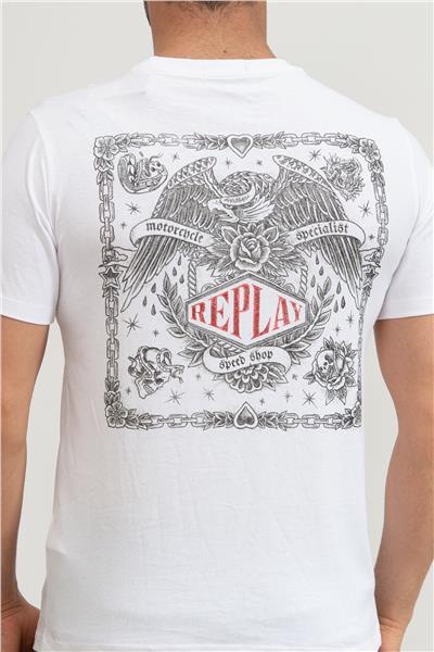 Replay Regular Erkek Bisiklet Yaka T-Shirt Beyaz