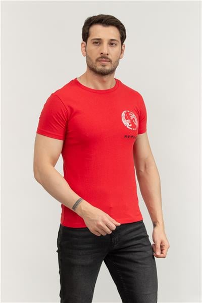 Replay Regular Erkek Bisiklet Yaka T-Shirt Kırmızı