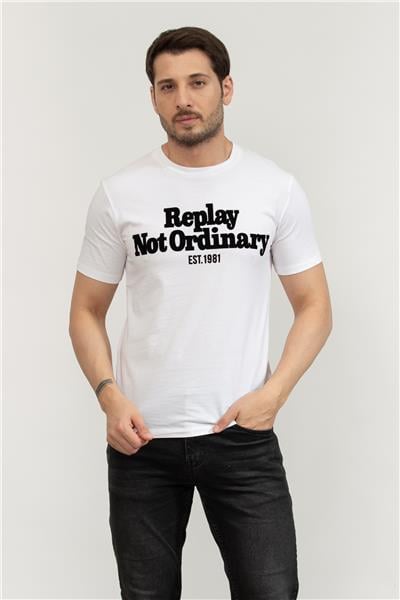 Replay Regular Erkek Bisiklet Yaka T-Shirt Beyaz