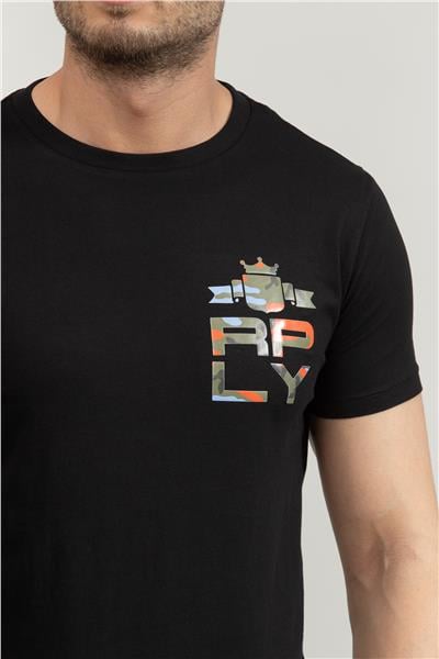 Replay Regular Erkek Bisiklet Yaka T-Shirt Siyah