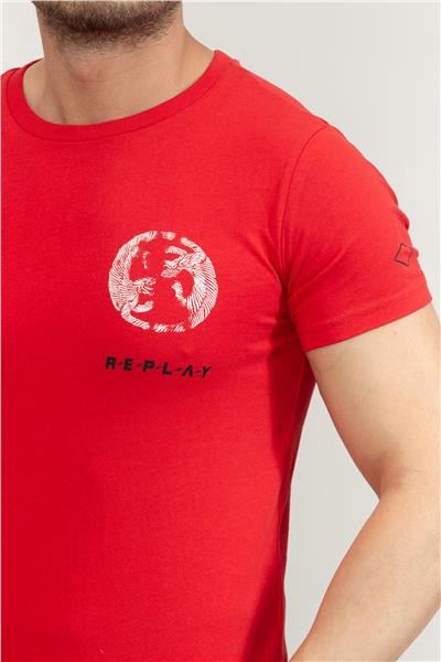 Replay Regular Erkek Bisiklet Yaka T-Shirt Kırmızı