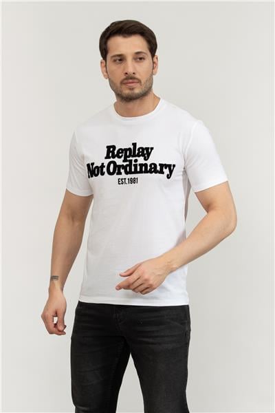 Replay Regular Erkek Bisiklet Yaka T-Shirt Beyaz