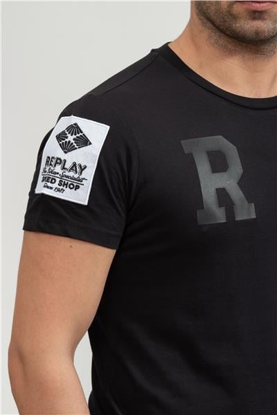 Replay Regular Erkek Bisiklet Yaka T-Shirt Siyah