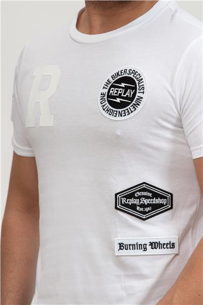 Replay Regular Erkek Bisiklet Yaka T-Shirt Beyaz