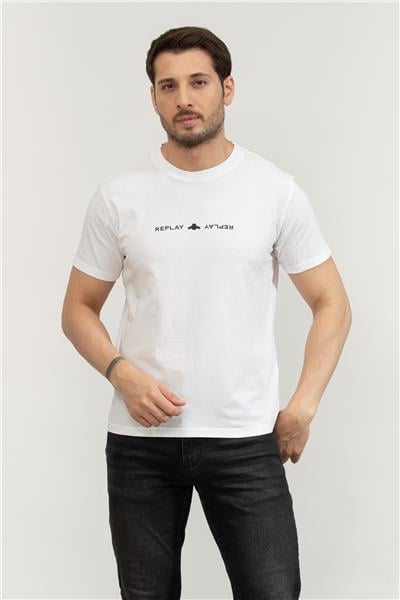 Replay Regular Erkek Bisiklet Yaka T-Shirt Beyaz
