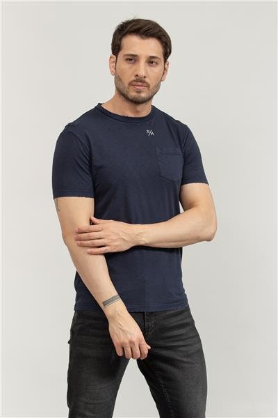 Replay Regular Erkek Bisiklet Yaka T-Shirt Mavi