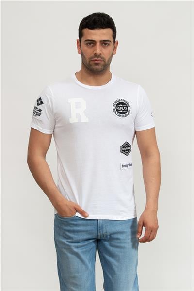 Replay Regular Erkek Bisiklet Yaka T-Shirt Beyaz